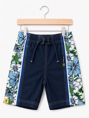 Vintage B.U.M. Equipment Y2K Hibiscus Board Shorts / Swim Trunks Floral Panel 3T